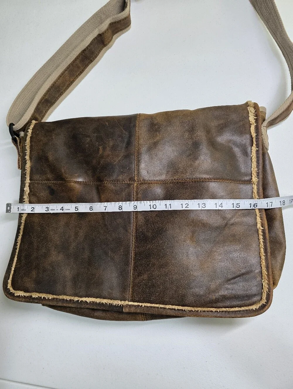 M Julian‎ Distressed Leather Messenger Bag Brown Rustic Laptop Satchel